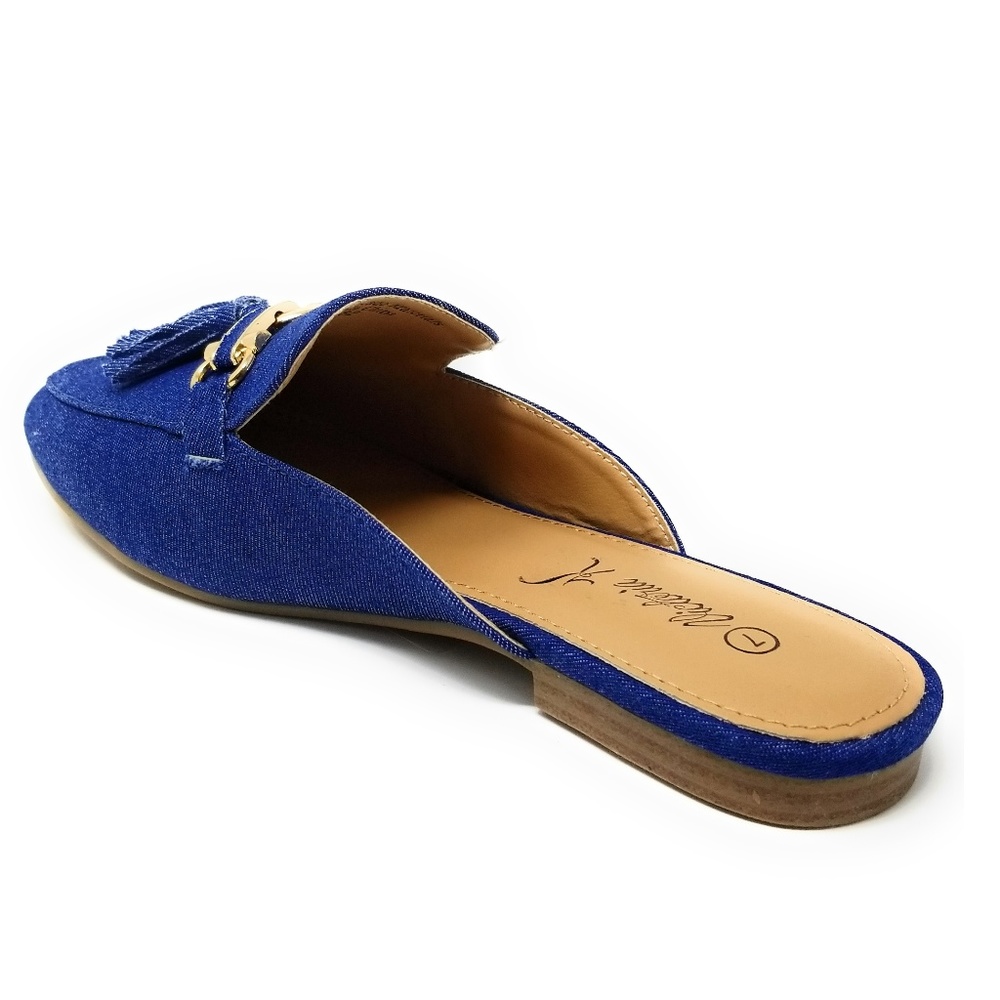 Women Denim Mules With Tassels, HK-7082, Blue - Picture 3 of 3